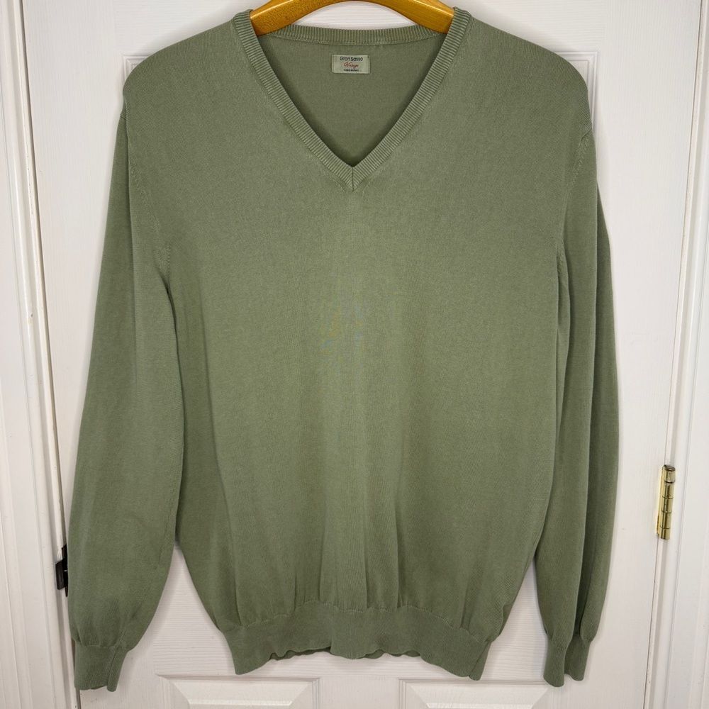 Vintage Gran Sasso Italian Cotton V-Neck Sweater Size Medium*